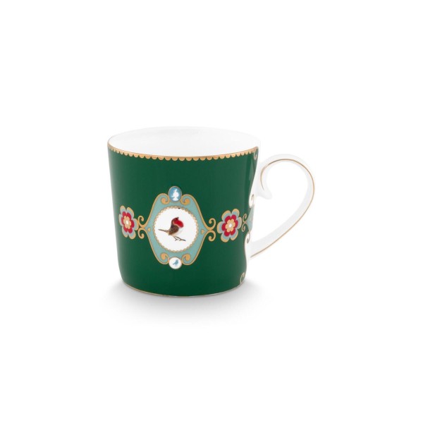 Pip Studio Tasse "Love Birds Medallion" - 150 ml (Dunkelgrün)