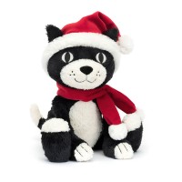 Jellycat Kuscheltier Katze "Christmas Jack" - 32 cm (Weiß/Schwarz)