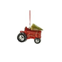 Weihnachtsanhänger "Traktor mit Weihnachtsbaum" (Rot) von Gift Company