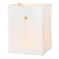 Porzellanlichttüte "Herzstücke - Love" - 8x10x6 cm (Weiß) von räder Design