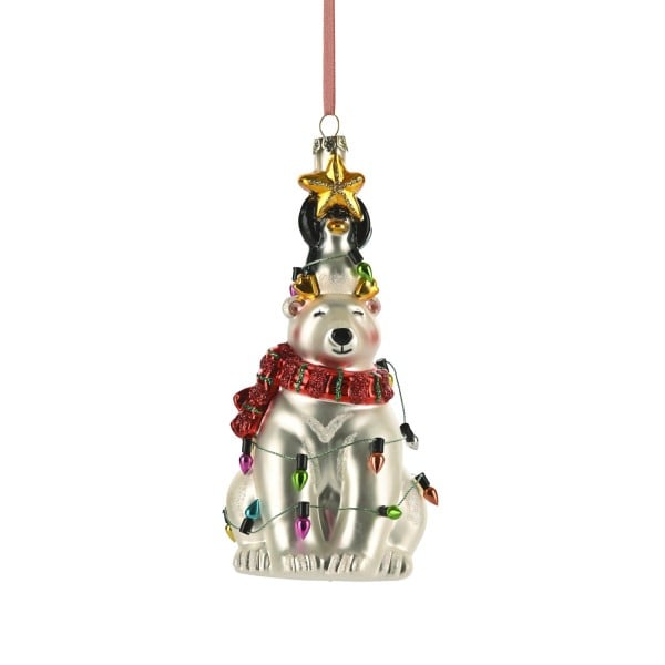 Weihnachtsanhänger "Eisbär mit Lichterkette" (Weiß) von Gift Company