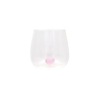 Trinkglas "Herzfigur" (Transparent/Rosa) von Eulenschnitt
