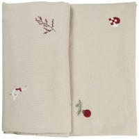 Ib Laursen Tischdecke "Tradition - Weihnachtsmotiven" - 250x150 cm (Natur)