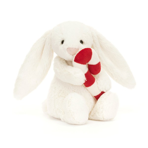 Jellycat Kuscheltier Hase mit Zuckerstange "Bashful" - 18 cm (Weiß)