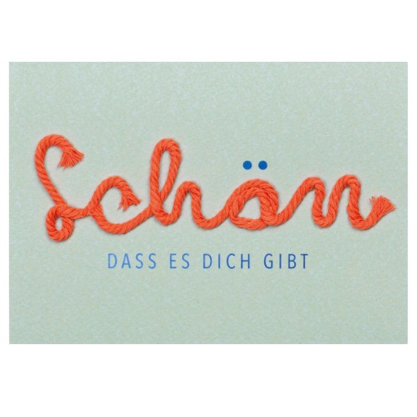 Kordelkarte "Schön, dass es dich gibt" (Mintgrün) von räder Design