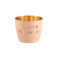 Windlicht "Madras - Beste Freundin" - M (Pastellorange/Gold) von Gift Company