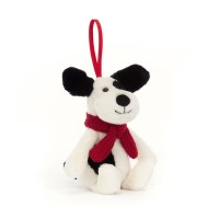 Jellycat Weihnachtsanhänger "Bashful Puppy" - 13 cm (Weiß/Schwarz)