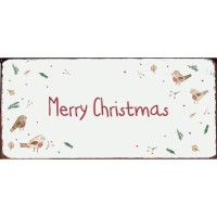 Ib Laursen Metallschild "Merry Christmas" - 15x7 cm (Weiß/Bunt)