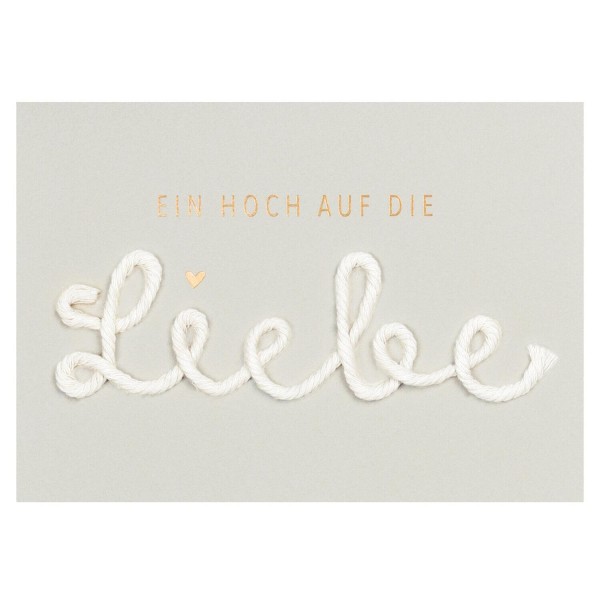 Kordelkarte "Ein Hoch auf die Liebe" (Grau) von räder Design