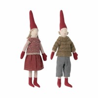 Maileg Weihnachtswichtel "Pixie Girl & Boy" - Mini (Gestreifte Oberteile)