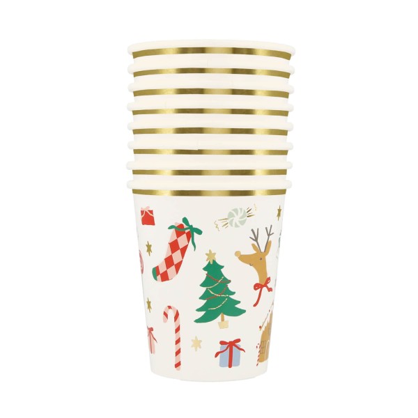 Pappbecher "Jolly Christmas" - 256 ml (Bunt) von meri meri