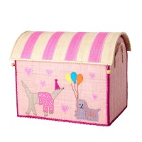 rice Spielzeugkiste aus Raffia "Party Animal" - M (Pink)