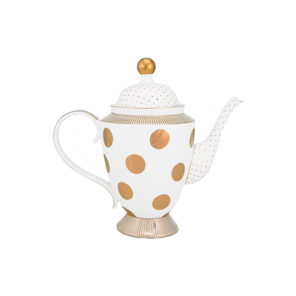 Pip Studio Teekanne "Dot Delight" - 1,25 l (Weiß/Gold)