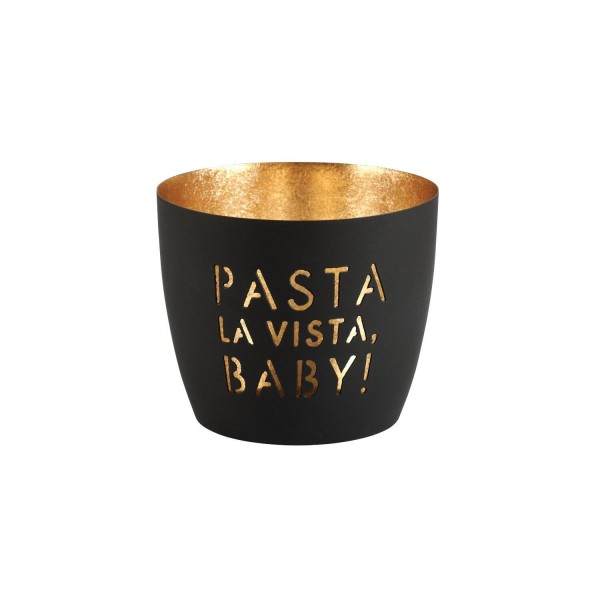 Windlicht "Madras - Pasta la vista baby!" - M (Schwarz/Gold) von Gift Company