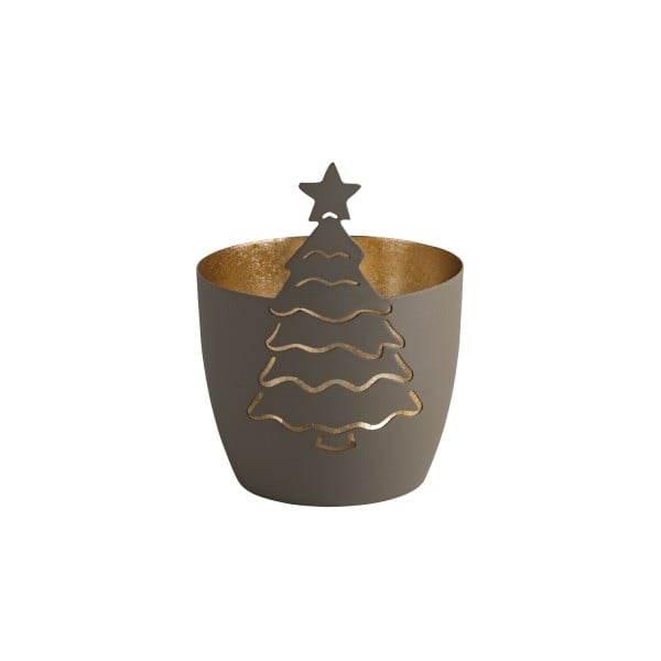 Windlicht "Madras - Tannenbaum" - M (Grau/Gold) von Gift Company