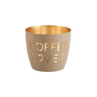 Windlicht "Madras - Coffee lover" - M (Sandstein/Gold) von Gift Company