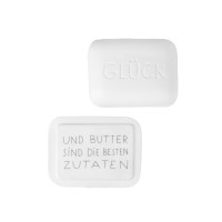 Butterdose "Guten Morgen - Glück" - 14,5x11x5,5 cm (Weiß) von räder Design